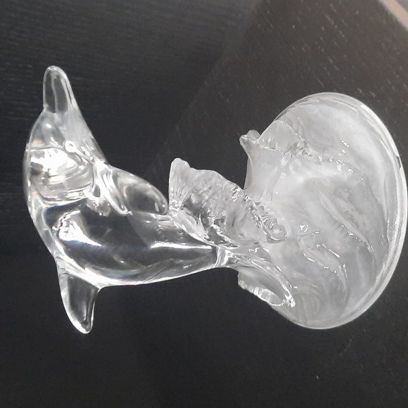 Vintage Crystal Dolphin with Frosted Glass Base - Picture 5 of 10